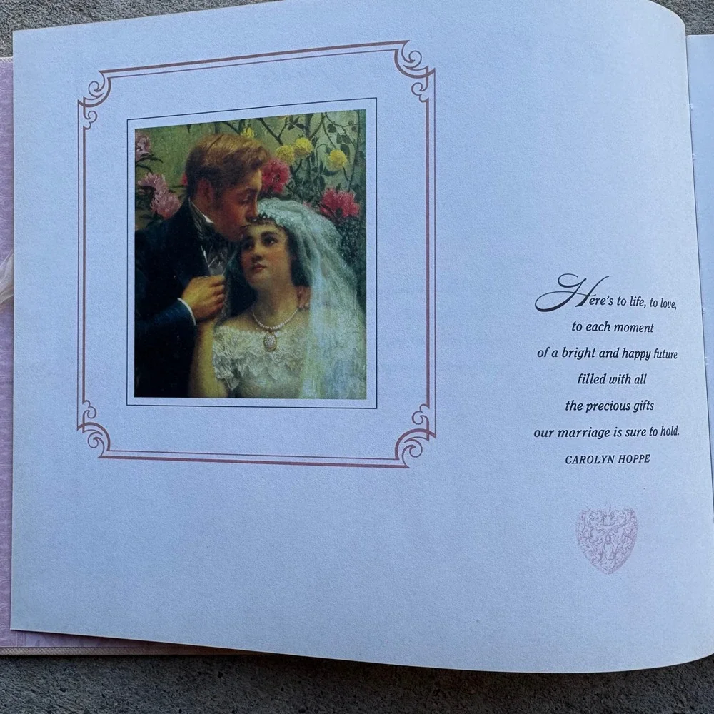 Hallmark Wedding Guest Book Pink Damask Fine Art Signing the Register WCA2403